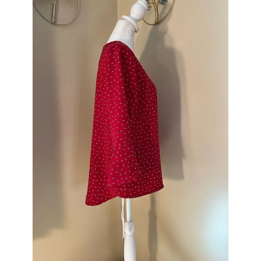 Tommy Hilfiger Red 3/4 Bell Sleeve Blouse XS - Image 6