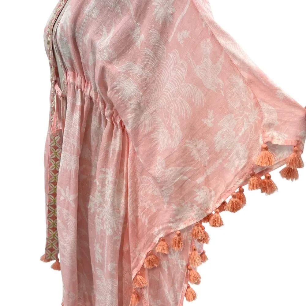 Spartina 449 Old‎ Field Beach Swim Cover Up Tassel Linen Blend Pink One Size - Image 9