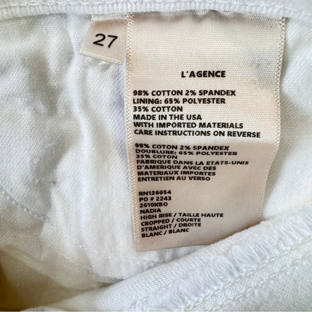 L’Agence Nadia High Rise Cropped Straight Blanc White Capri Jeans Revolve - Image 11