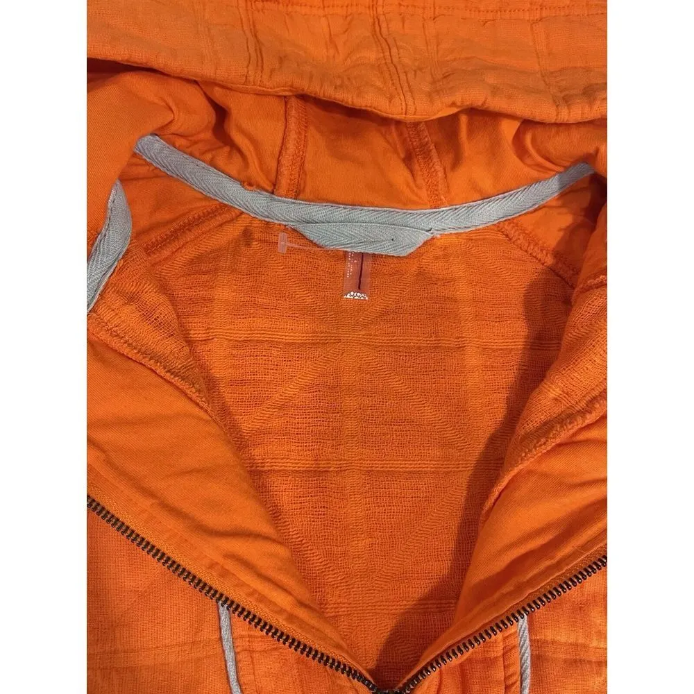 Free People‎ Movement Trapped In Paradise Quilted Hoodie  Pocket Orange S… - Image 11