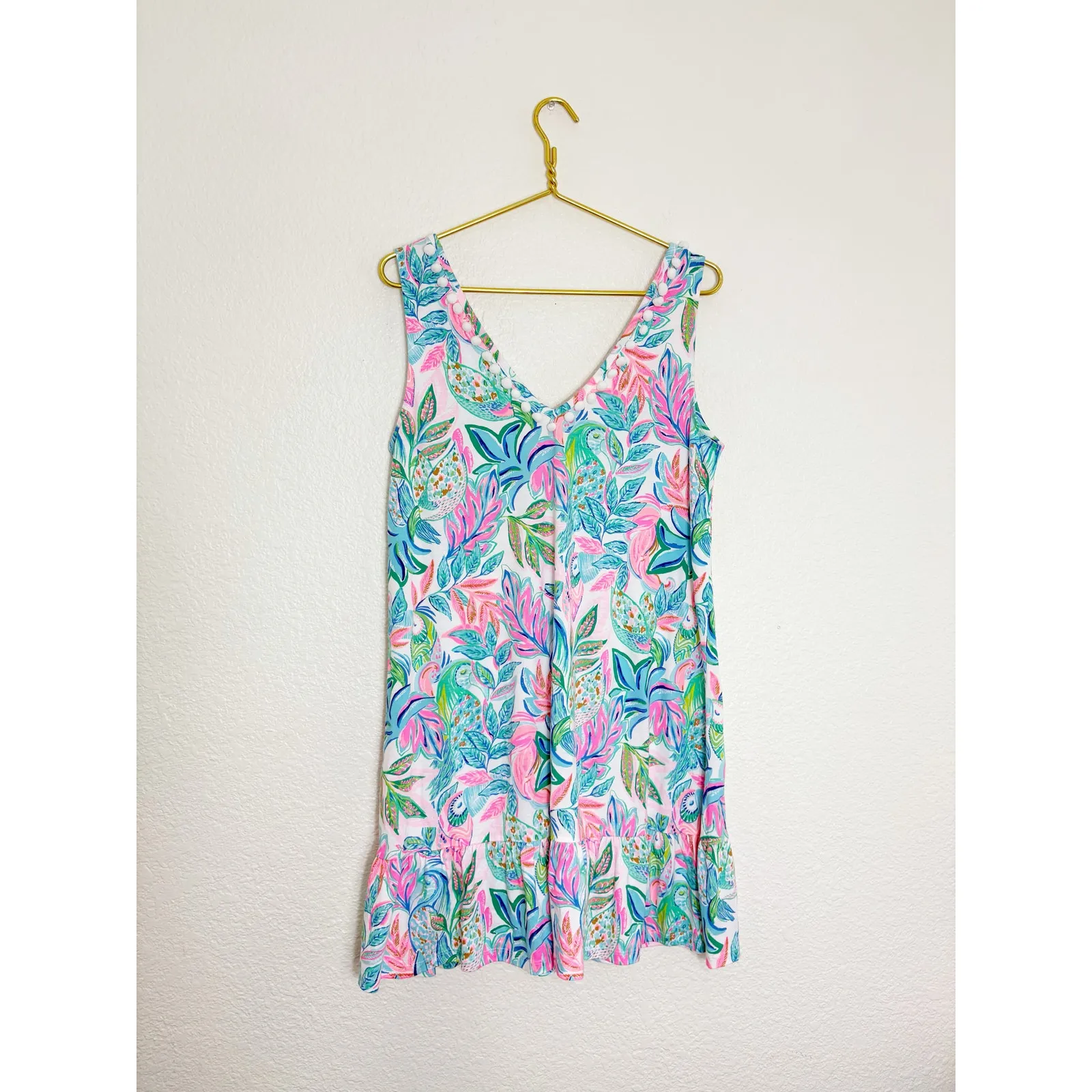 Lily Pulitzer Camilla Swing Mini Dress Size Large  Preppy Tropical Pom Pom - Image 12
