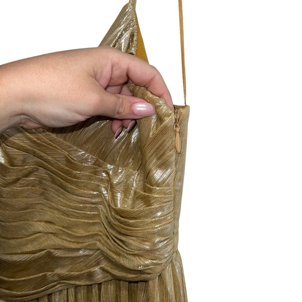 NEW NWT Retrofete Doss Maxi Dress In Metallic Champagne Gold - Image 5