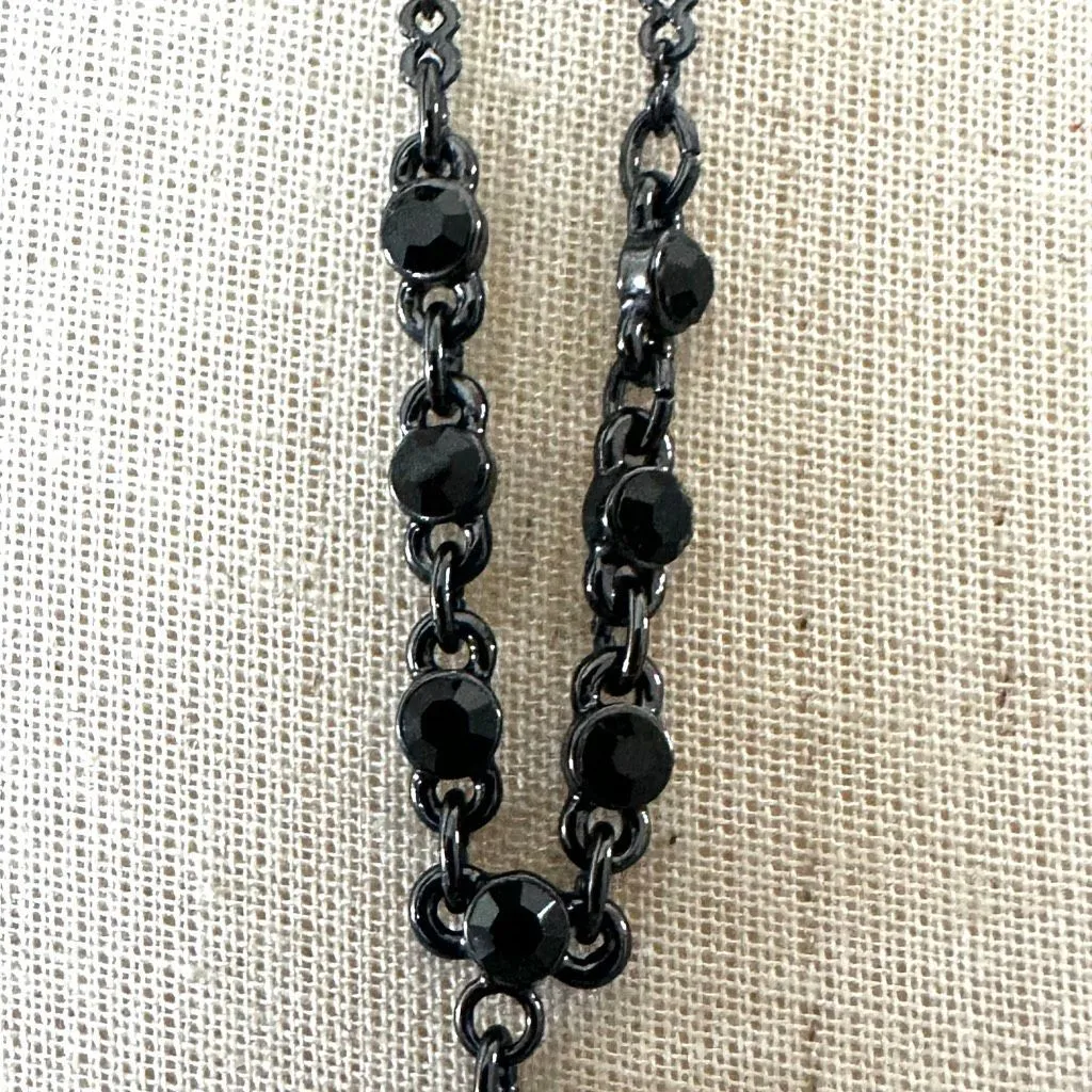 Givenchy Black Crystal Drop Lariat Necklace - Image 7