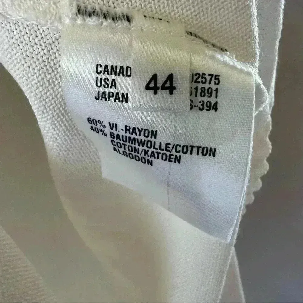 Escada dead stock vintage white scoop neck scallop hemmed warm white knit top Size L - Image 5