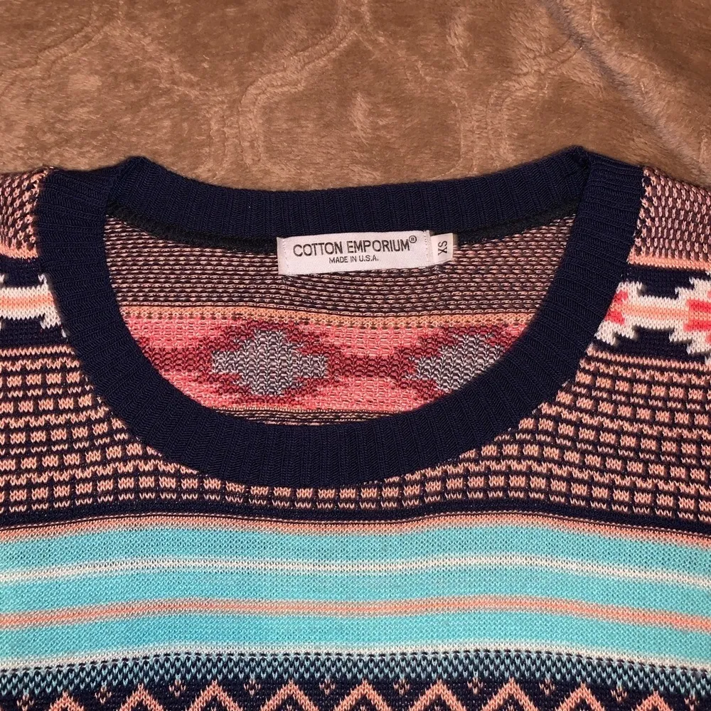 Cotton Emporium tribal striped sweater, XS - Image 2