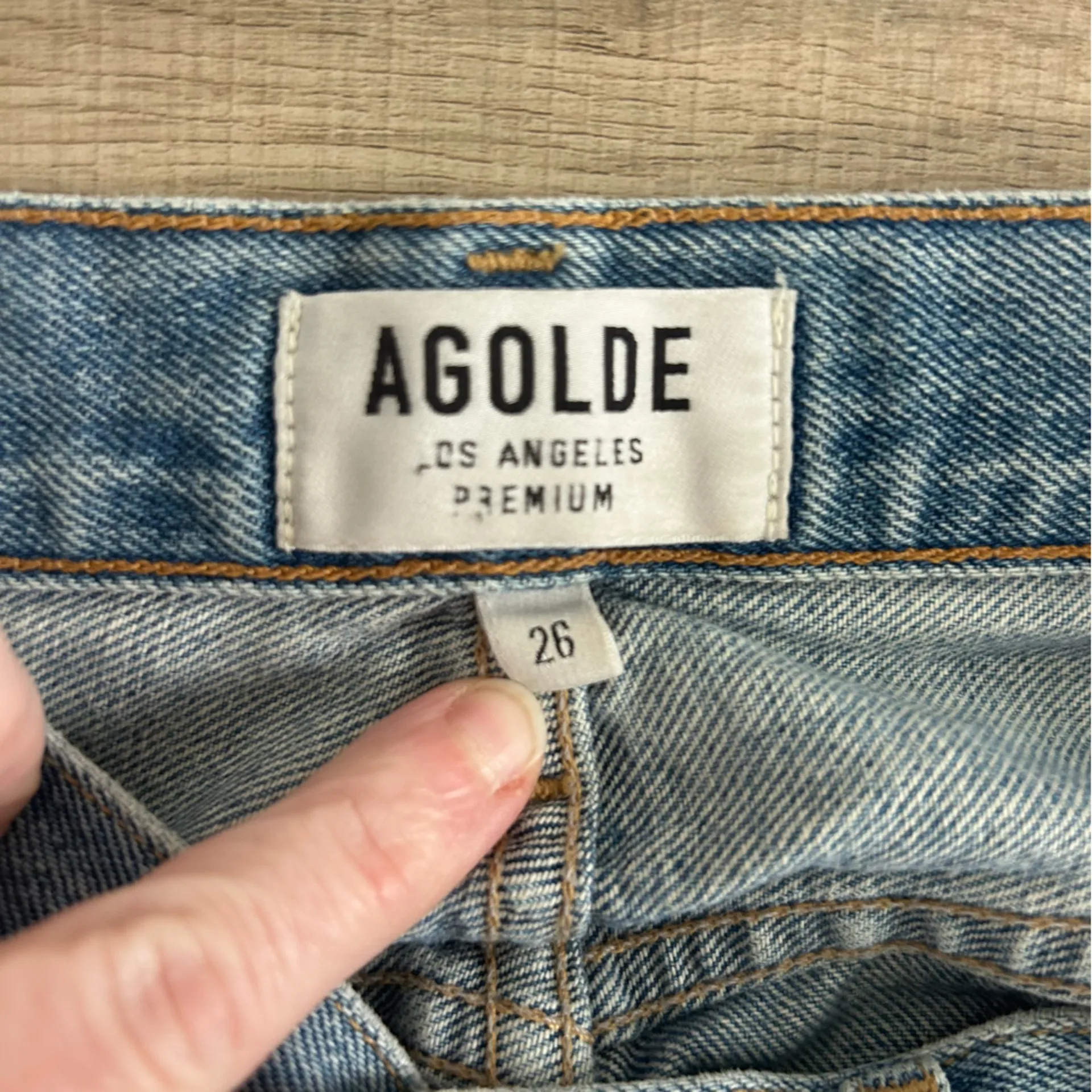 AGOLDE Riley High Rise Distressed Straight Leg Medium Wash Denim Jeans 26 - Image 6