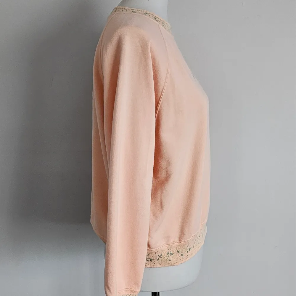 Vintage PS Sport 90s Peach Floral Embroidered Crewneck Sweatshirt Size Medium - Image 5