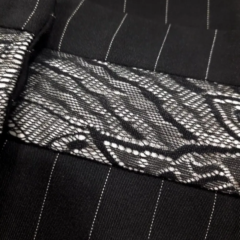 Vtg Y2K pinstripe slacks w/ lace waistband - Image 7