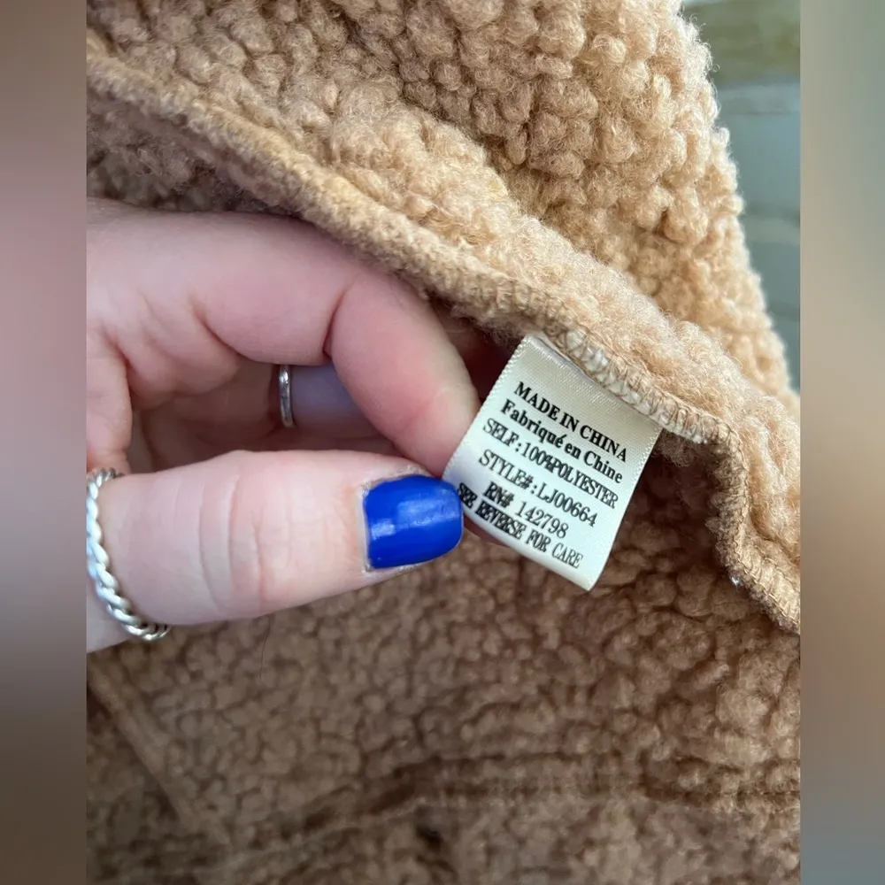 Loveriche Sherpa And Faux Suede Shacket Boxy Tan Size Large - Image 4