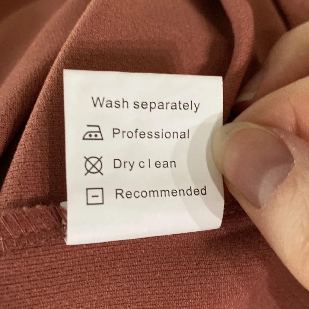 Pretty Garden Elegant Lantern Sleeve Tie Waist Knit Cocktail mini Dress size M Tan Size M - Image 11