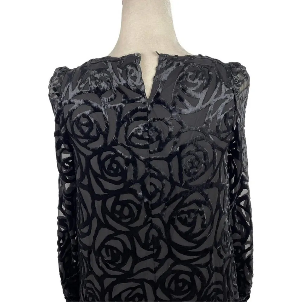 Junya Watanabe Comme des Garcons Black Long Sleeve Burnout Velvet Overlay Dress - Image 10