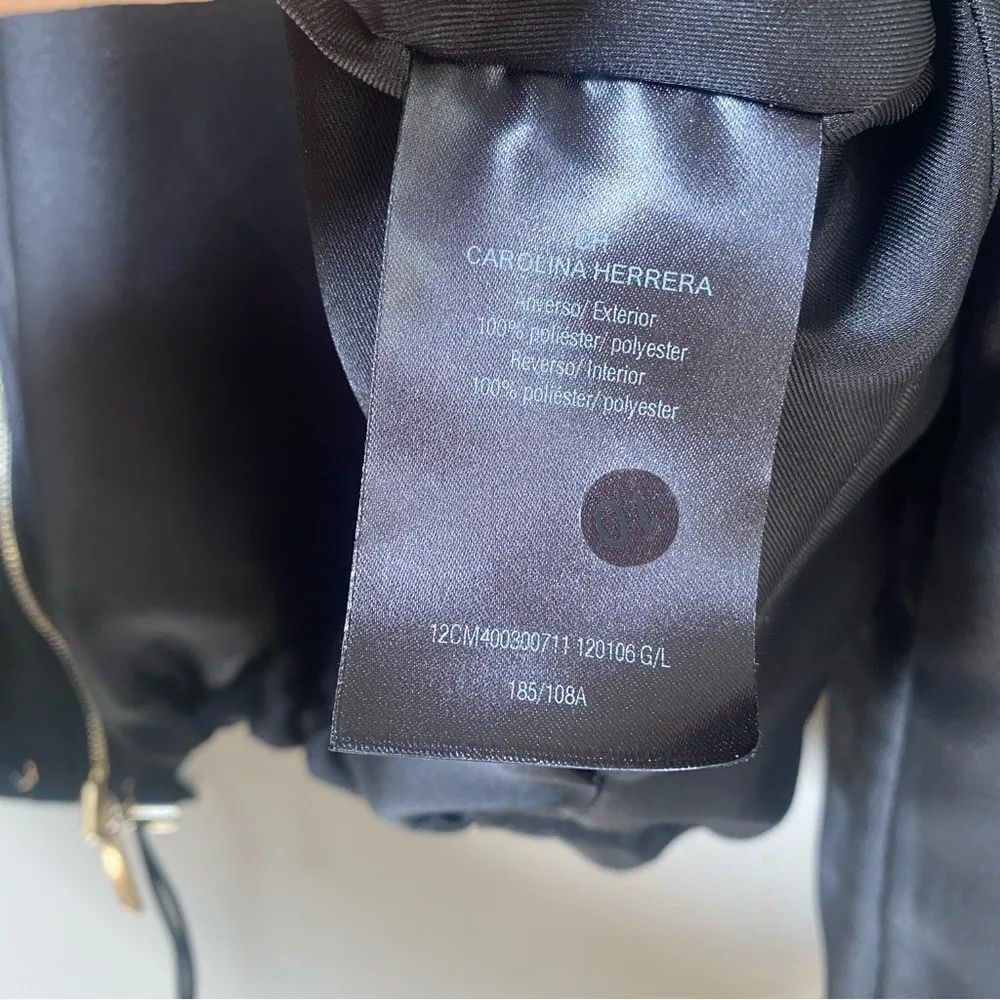 Carolina Herrera 2020 logo print reversible zip up bomber jacket Sz Large - Image 13