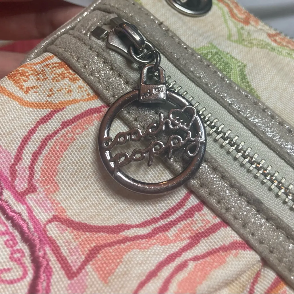 Vintage Y2K Coach Poppy Canvas Bag With Colorful Graphic C’s and Silver Accents - Image 5