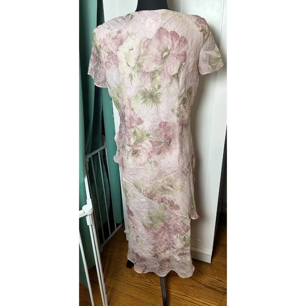 Miss Dorby Women's Short Sleeve Cottagecore Fairycore Floral‎ Maxi Dress Sz 12P Pink - Image 14
