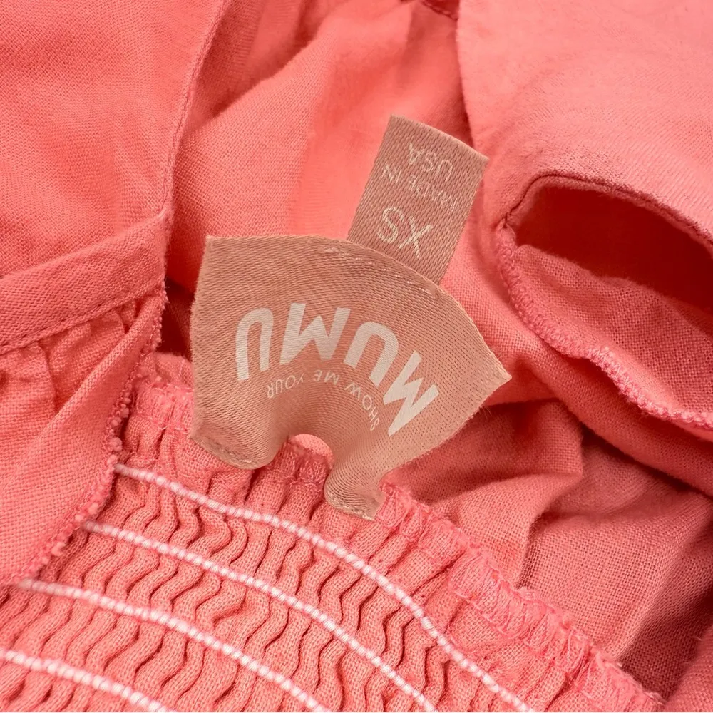 Show me your mumu pink / salmon ruffle sleeve maxi dress size oversized xs - Image 4