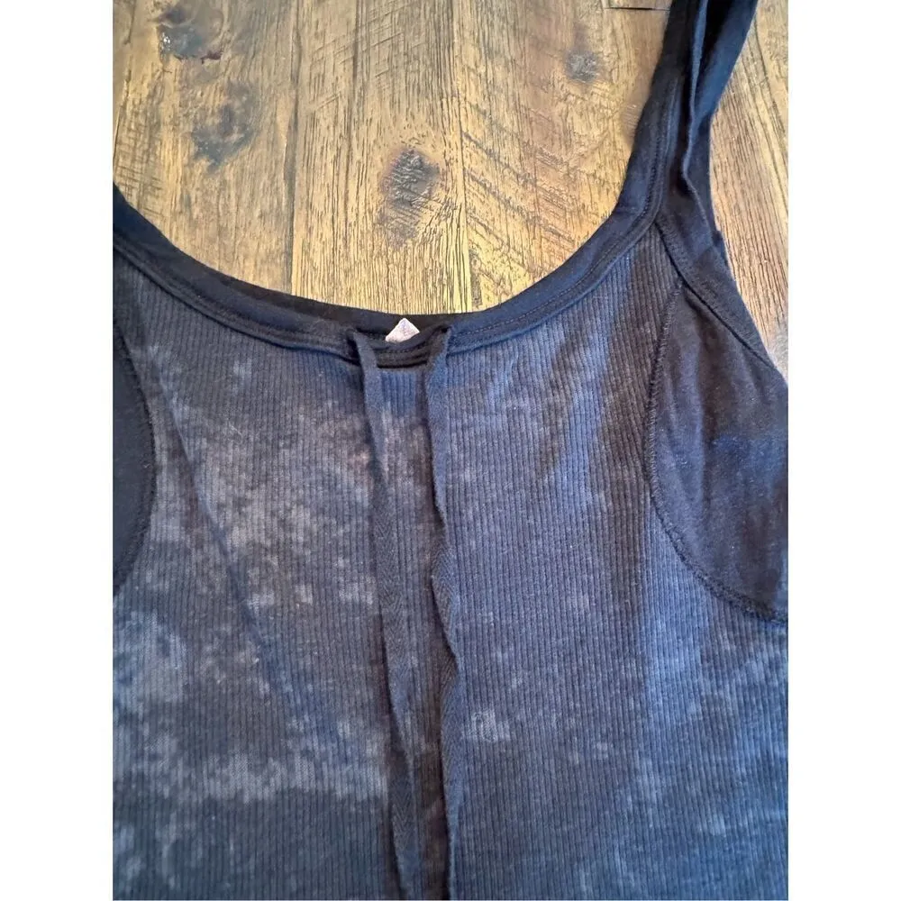 Free people tank top size xs acid wash body con long lined tie front - Image 4