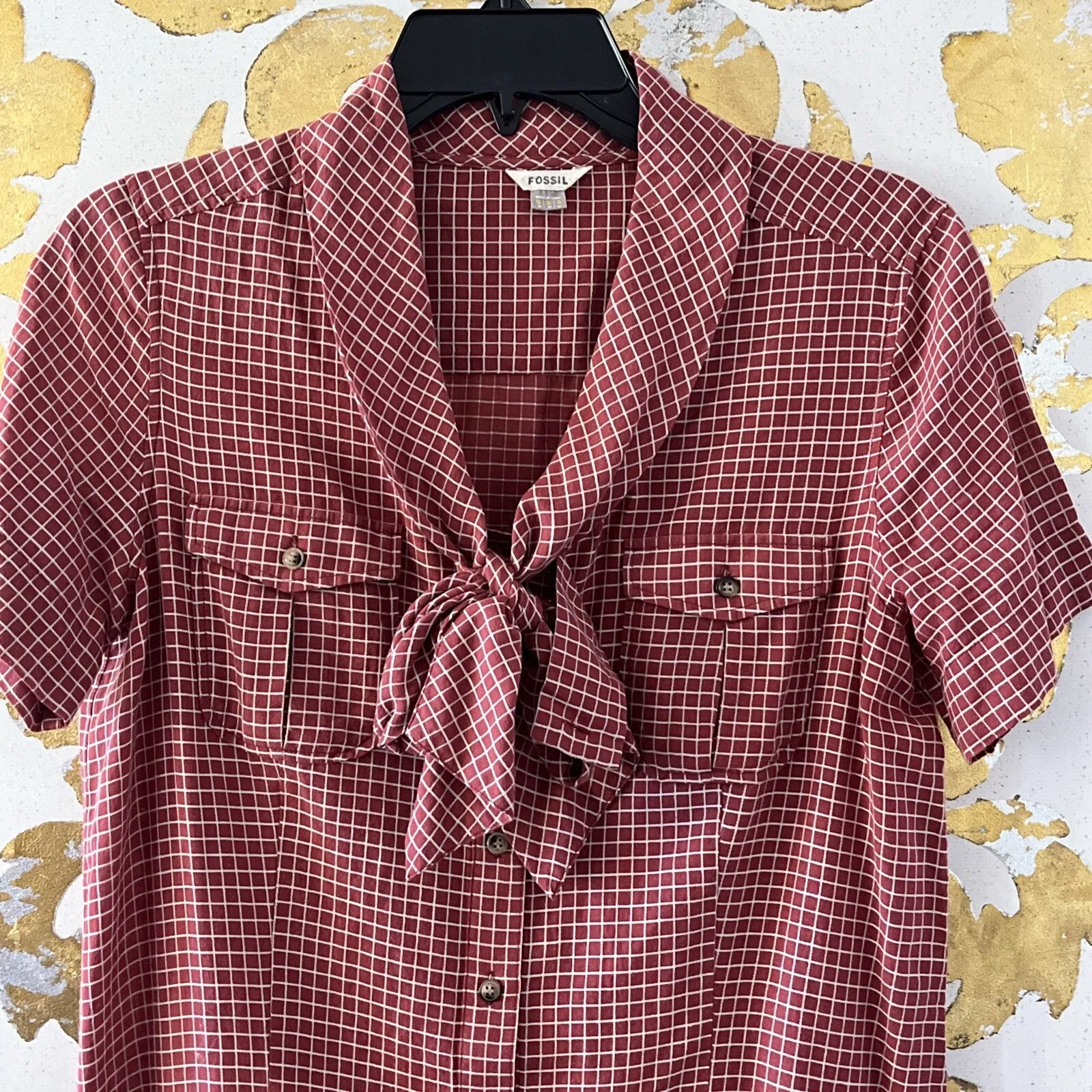 Fossil Size Small‎ Red Checkered Mini Drop Waist Dress - Image 8