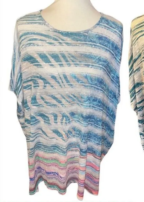 Avenue Womens Sweater Batwing Sleeve Scoop Neck Stretch Multicolor Size 18/20 - Image 1