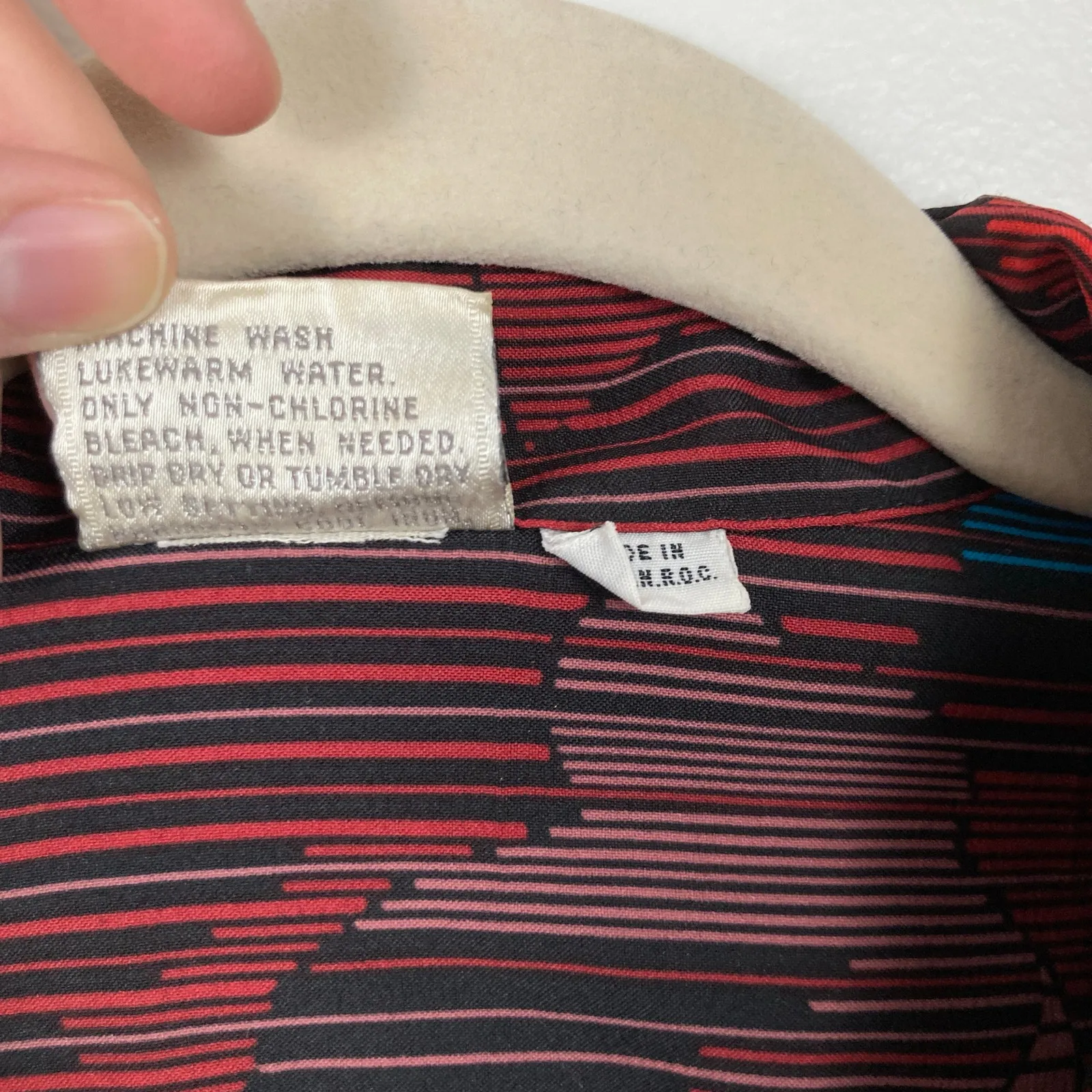 VTG 80s Maroon Abstract Floral Stripe Blouse Womens M Indie Eclectic Secretary Red Size M - Image 7