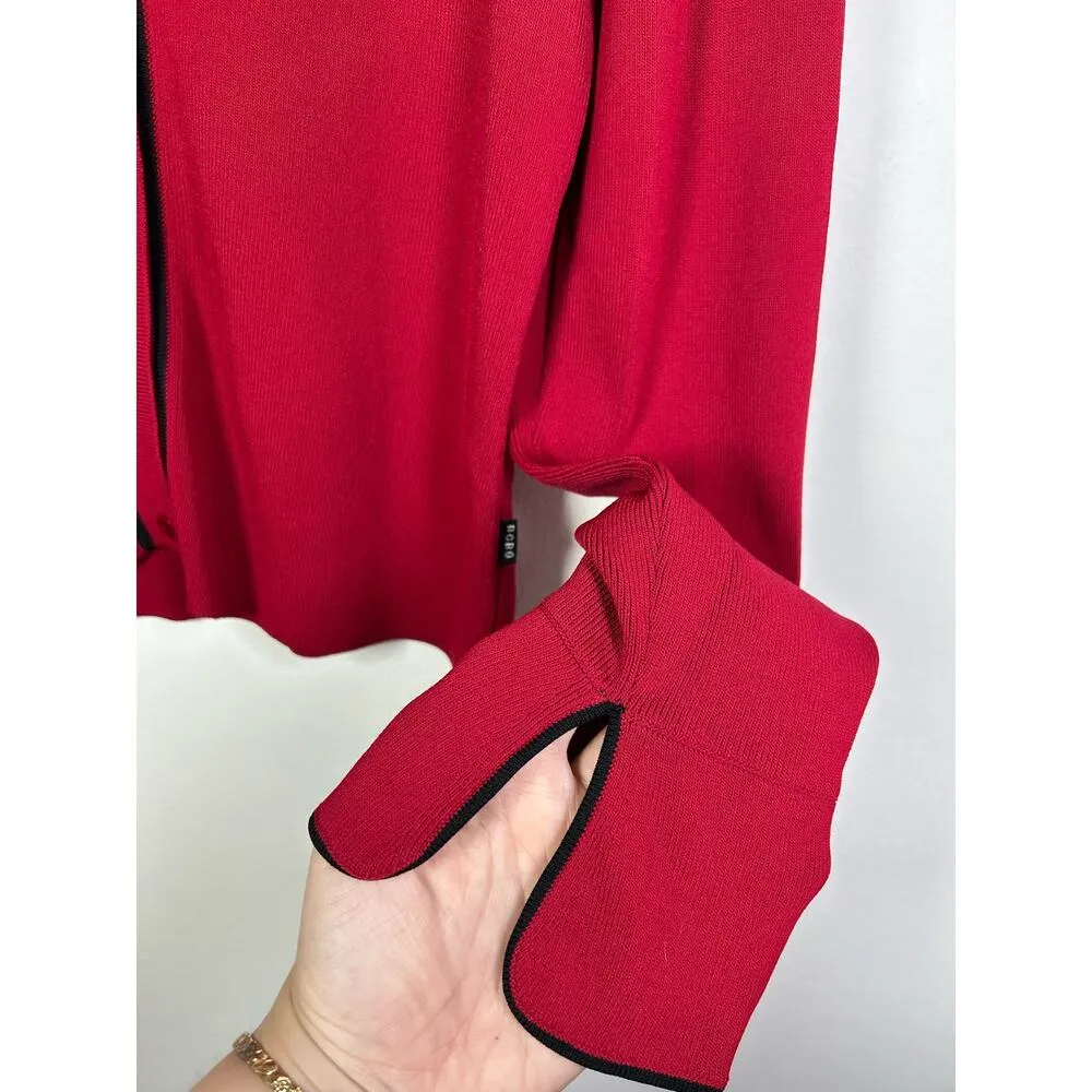 BCBGMAXAZRIA Red Button Front Collared Cardigan Sweater M - Image 6