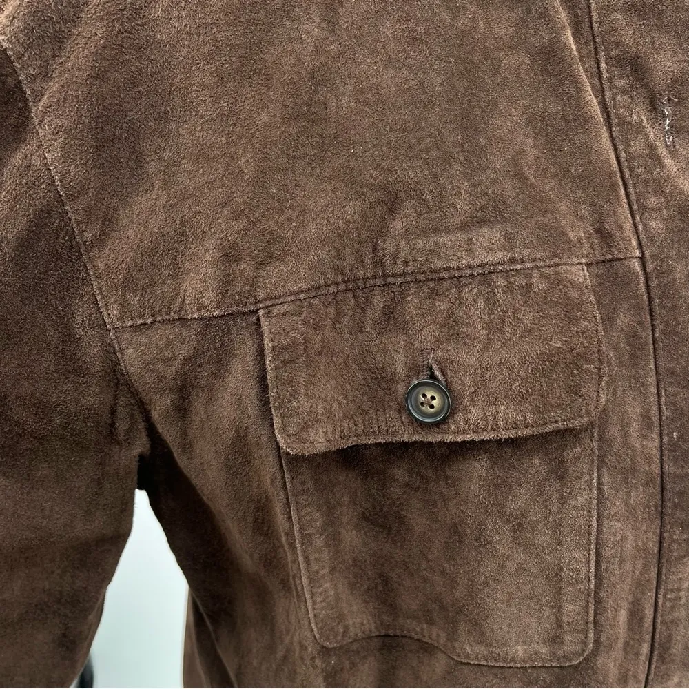 Charter Club Petite Leather Button Front Shacket Dark Brown Western Country - Image 5