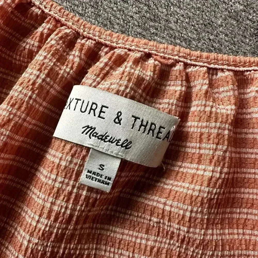 Madewell Texture & Thread Short Sleeve Peasant Blouse Top Small - Image 5