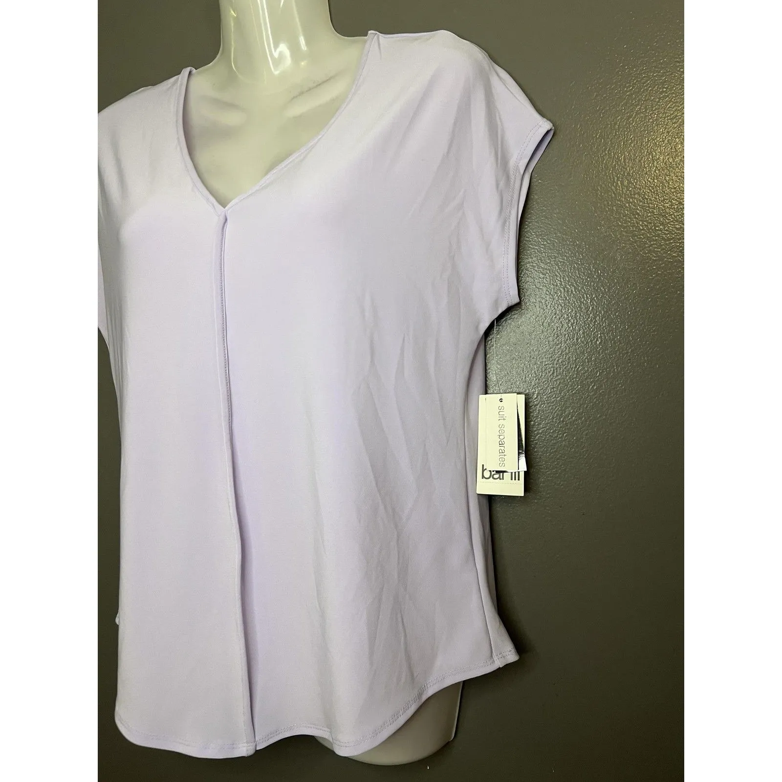 Bar III Blouse Womens XXS Purple Pearl Suit Separates V Neck Top NWT Stretch - Image 3