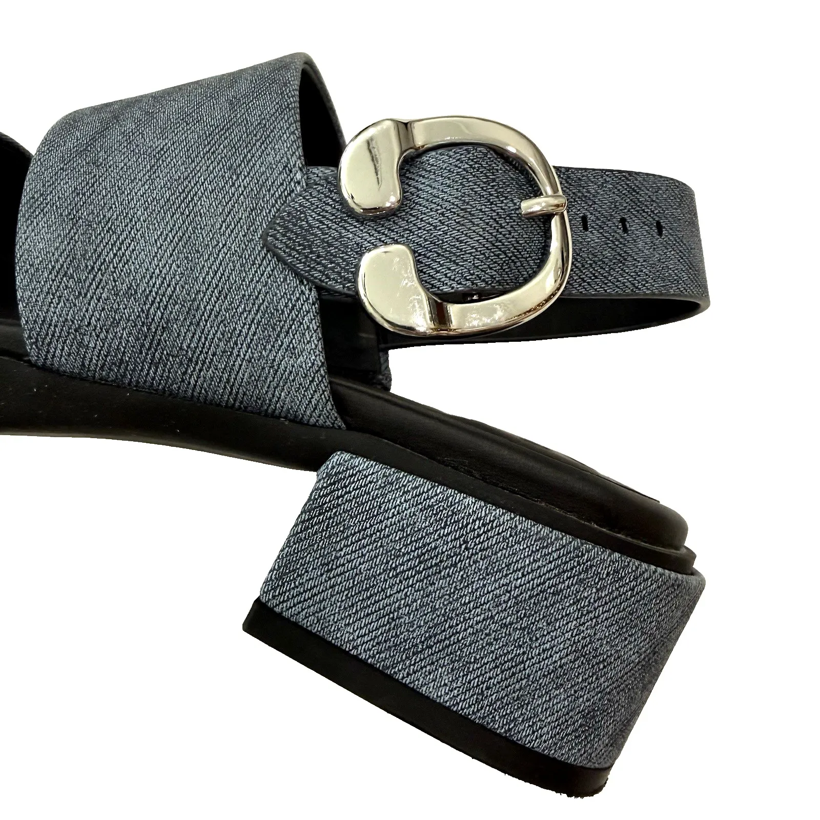 Aerosoles Dove Chunky Heel Sandal Shoe Women US 5.5 M Blue Jean Dual Strap Block - Image 5