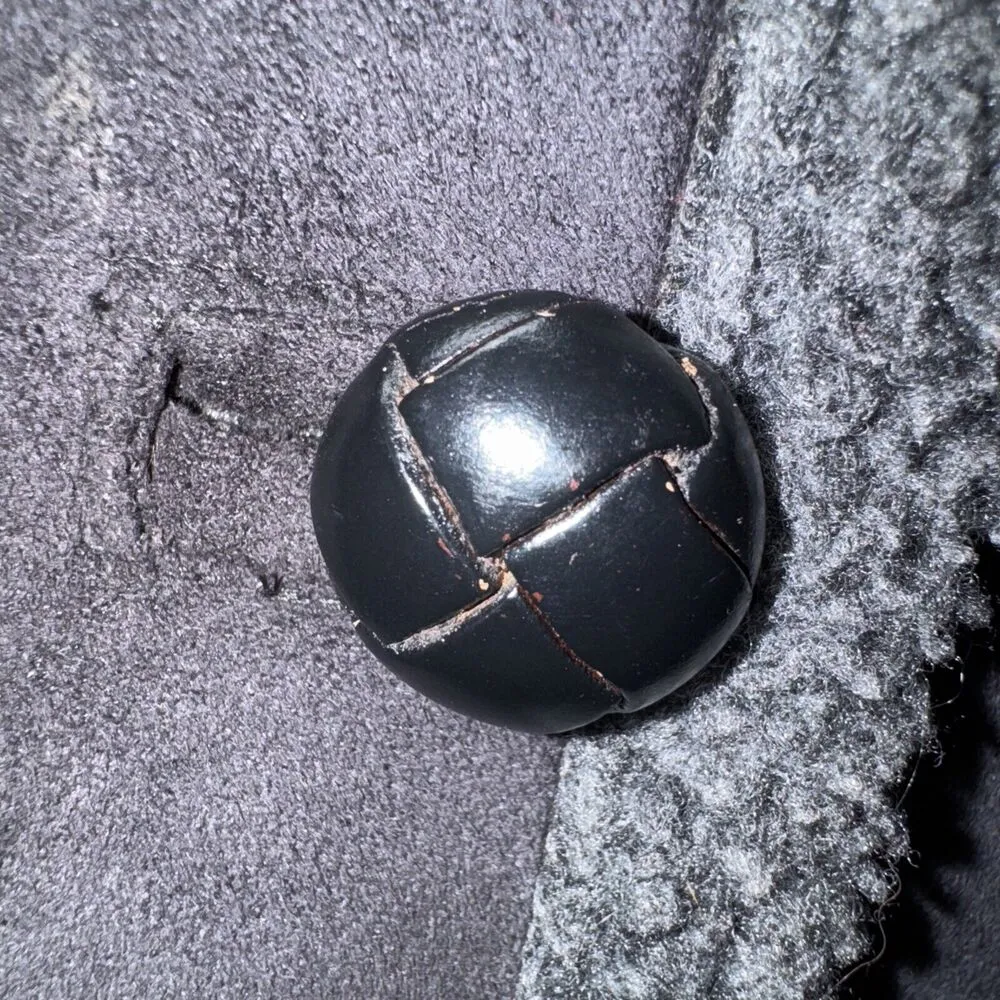 Ralph Lauren Womens 1x XL Faux Black Suede Shearling Coat Jacket Grey Sherpa - Image 11