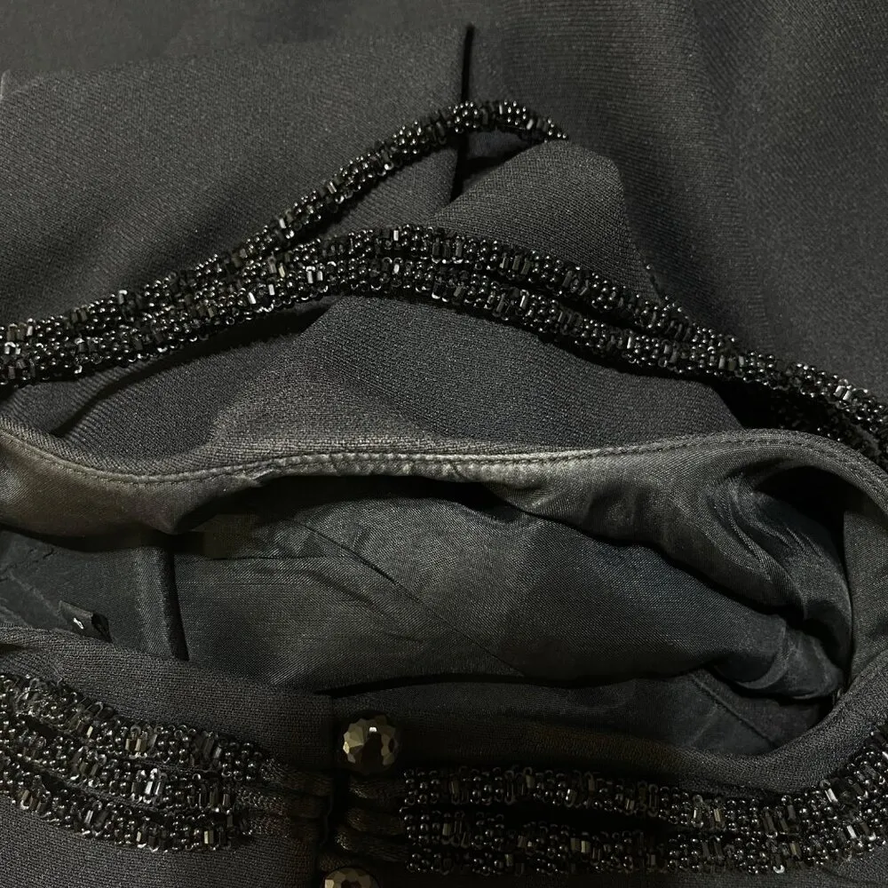 Liz Claiborne NIGHT Evening Gown Dress Maxi Black Beaded Neck Size 4 (READ) - Image 9