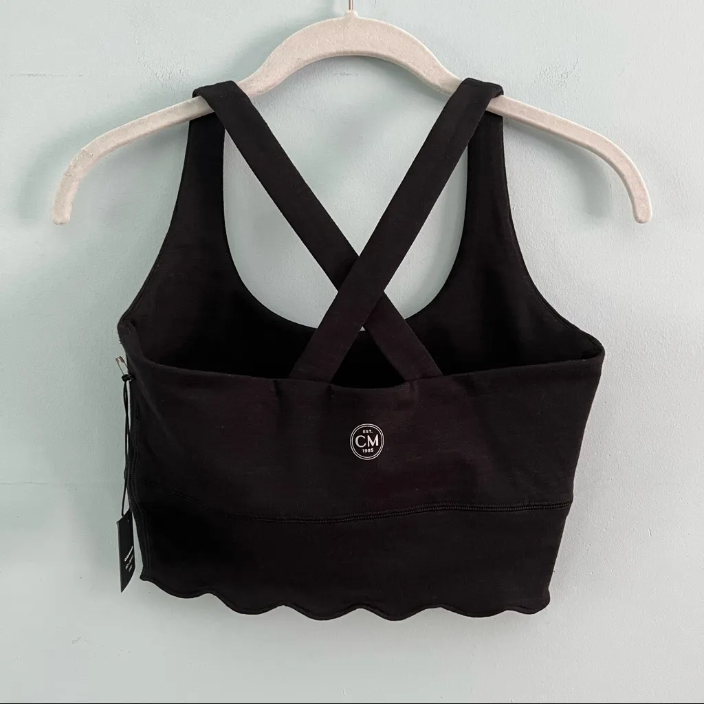 NWT Club Monaco‎ Ladalia Black Criss Cross Strap Scallop Hem Bra Crop Top - Image 3