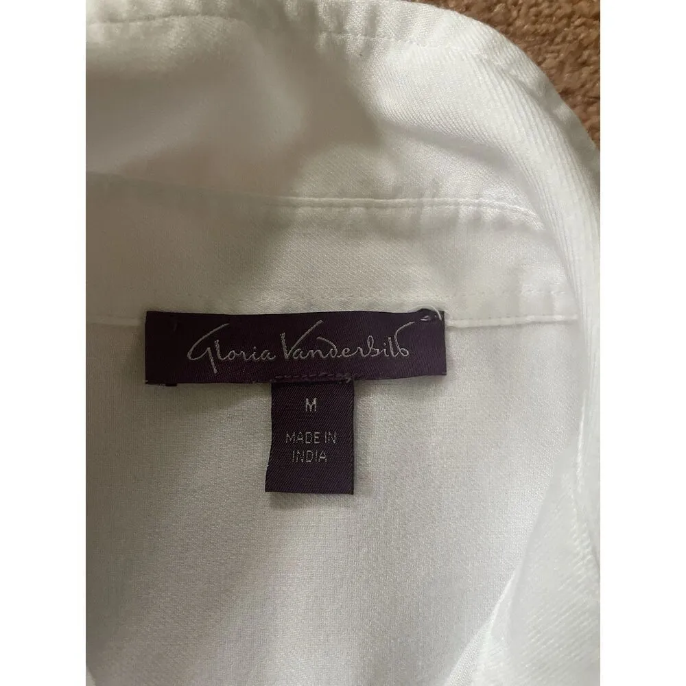 Gloria Vanderbilt White Button Front Blouse Dolman Short Sleeve Top Size M - Image 2