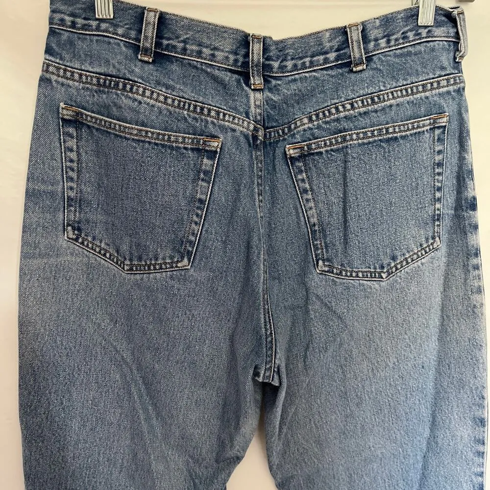 LAND'S END High Rise Straight  Womens Jeans Size 14P Medium Wash Mom Jean - Image 6