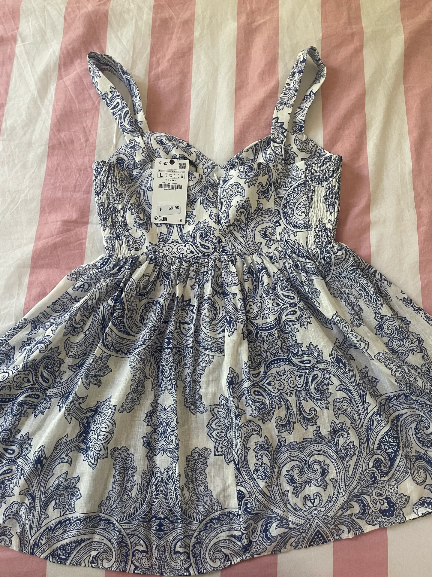 ZARA Blue And White Printed Dress - Image 2