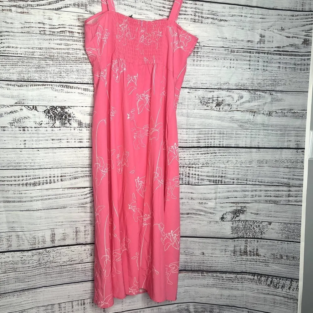 4Sienna Pink Lightweight Summer Dress Hot Pink Floral LG - Image 3