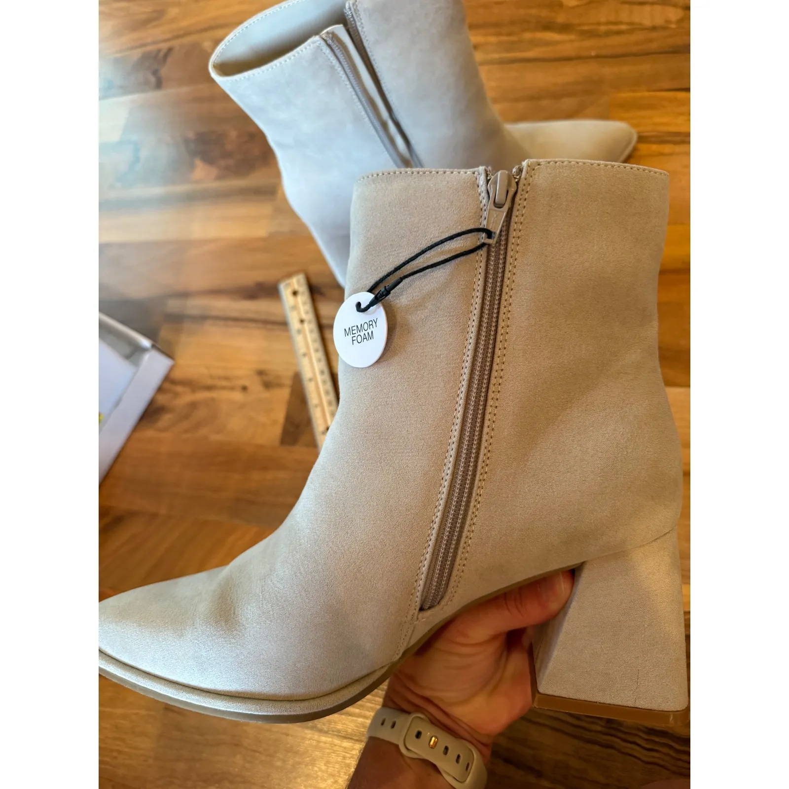 Sonoma Women's Orena Stone Beige Ankle Boots Block Heel Size 10‎ Memory Foam NEW - Image 3