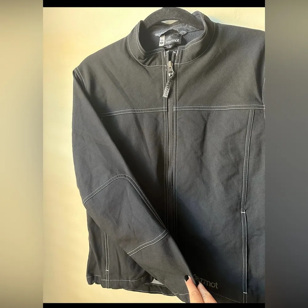 MARMOT women's Jacket Black Nylon Blend Short Light Jacket Size Large Biker - Image 2