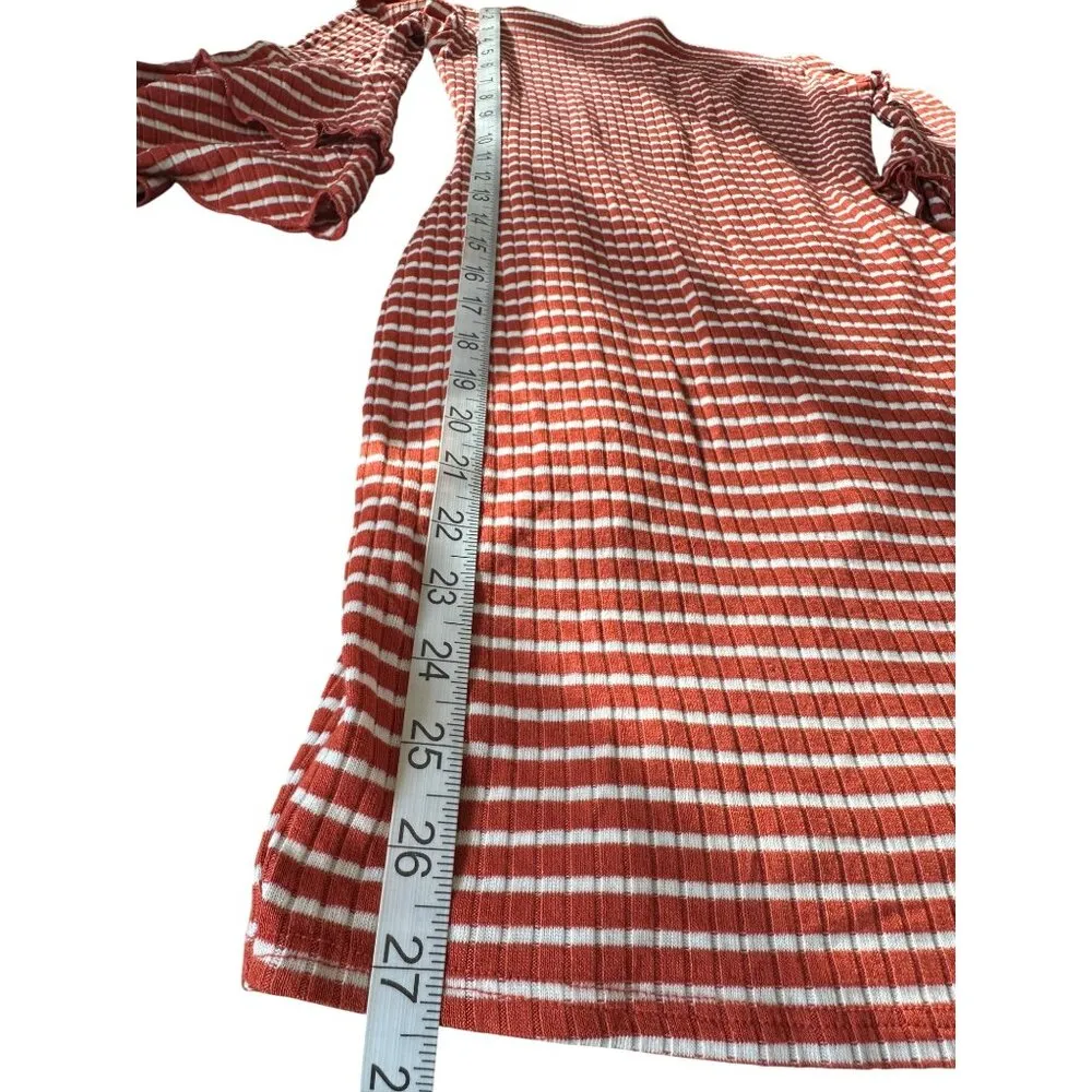 Vintage Womens off-the-shoulder mini dress Striped tiered ruffled sleeves Sz S - Image 8