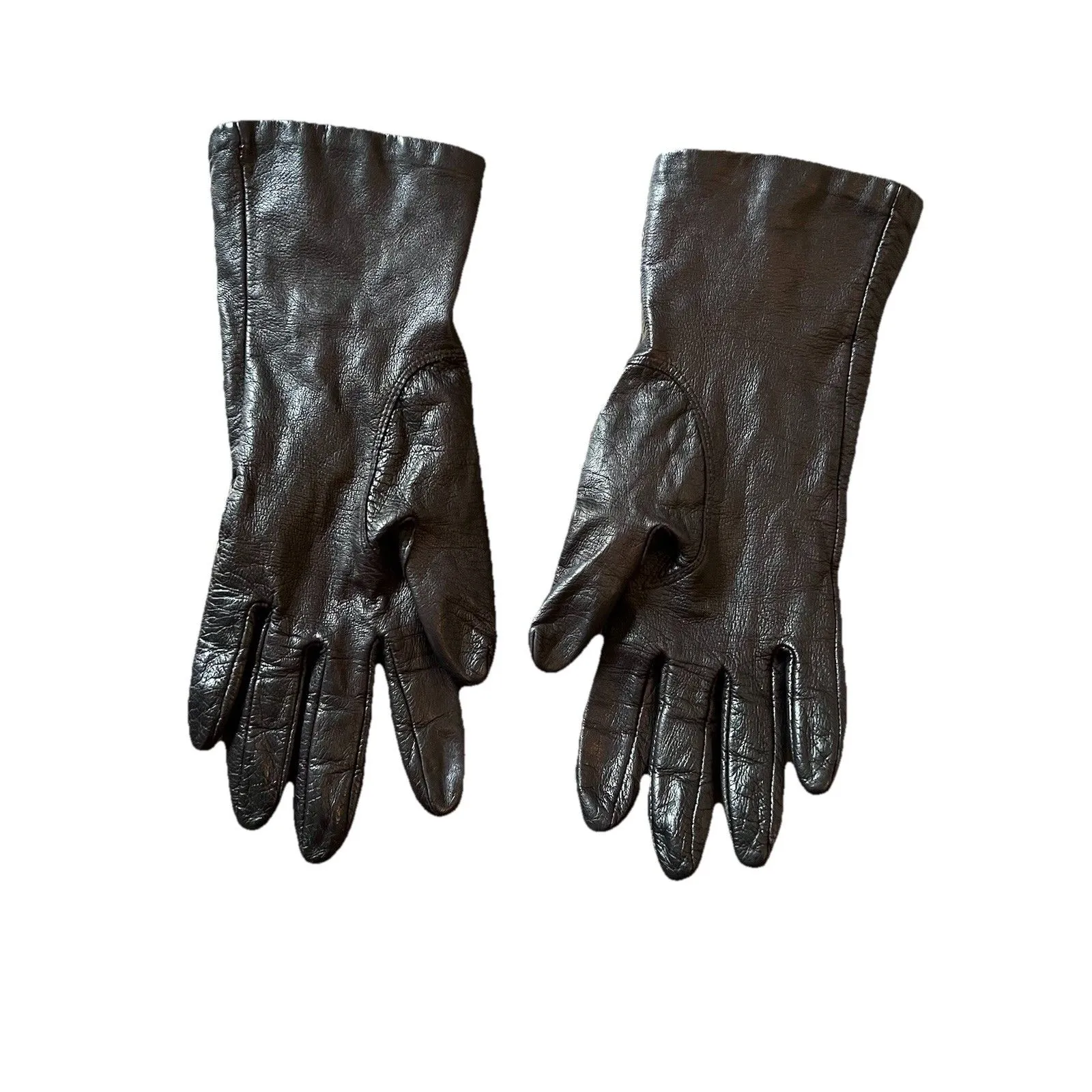 Vintage Women Fownes Leather Gloves 7 1/2 Black - Image 2