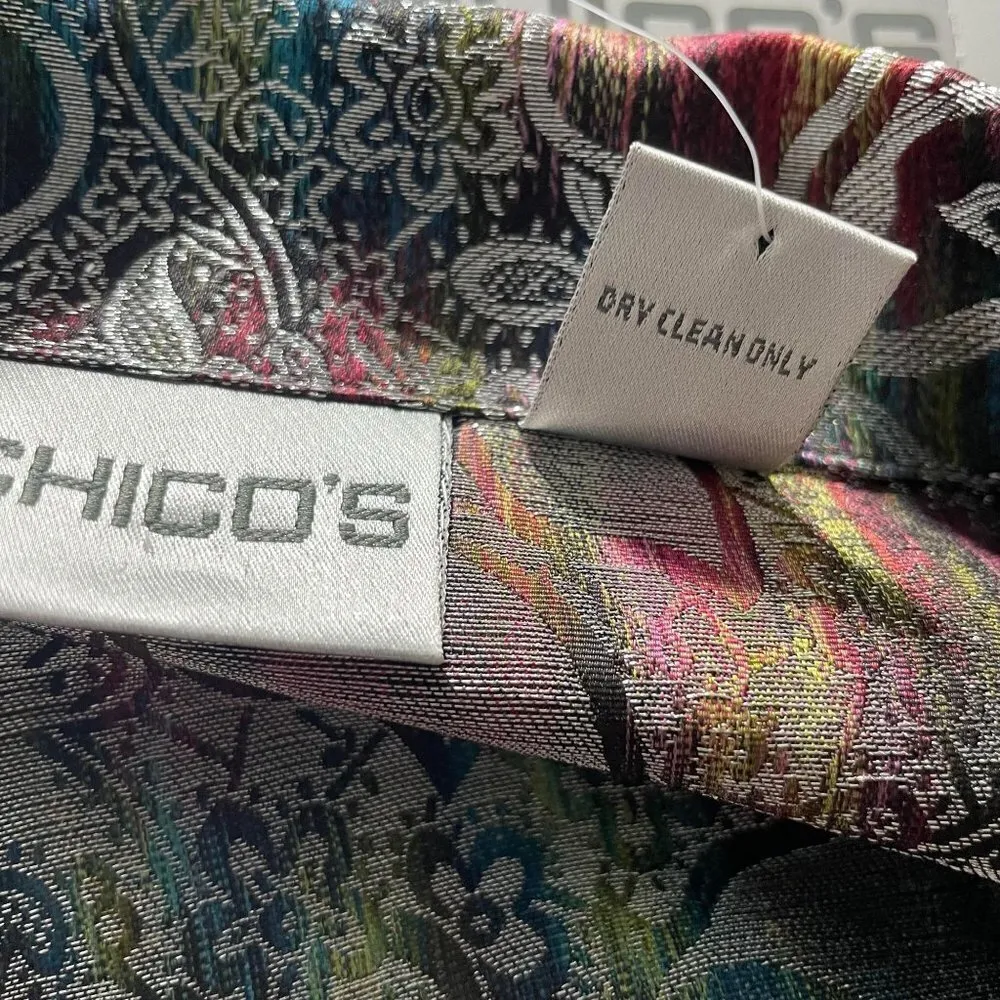 Chico's NEW  3 XL Jacket  Top Blouse Button Down Collared Rainbow Abstract Artsy - Image 5