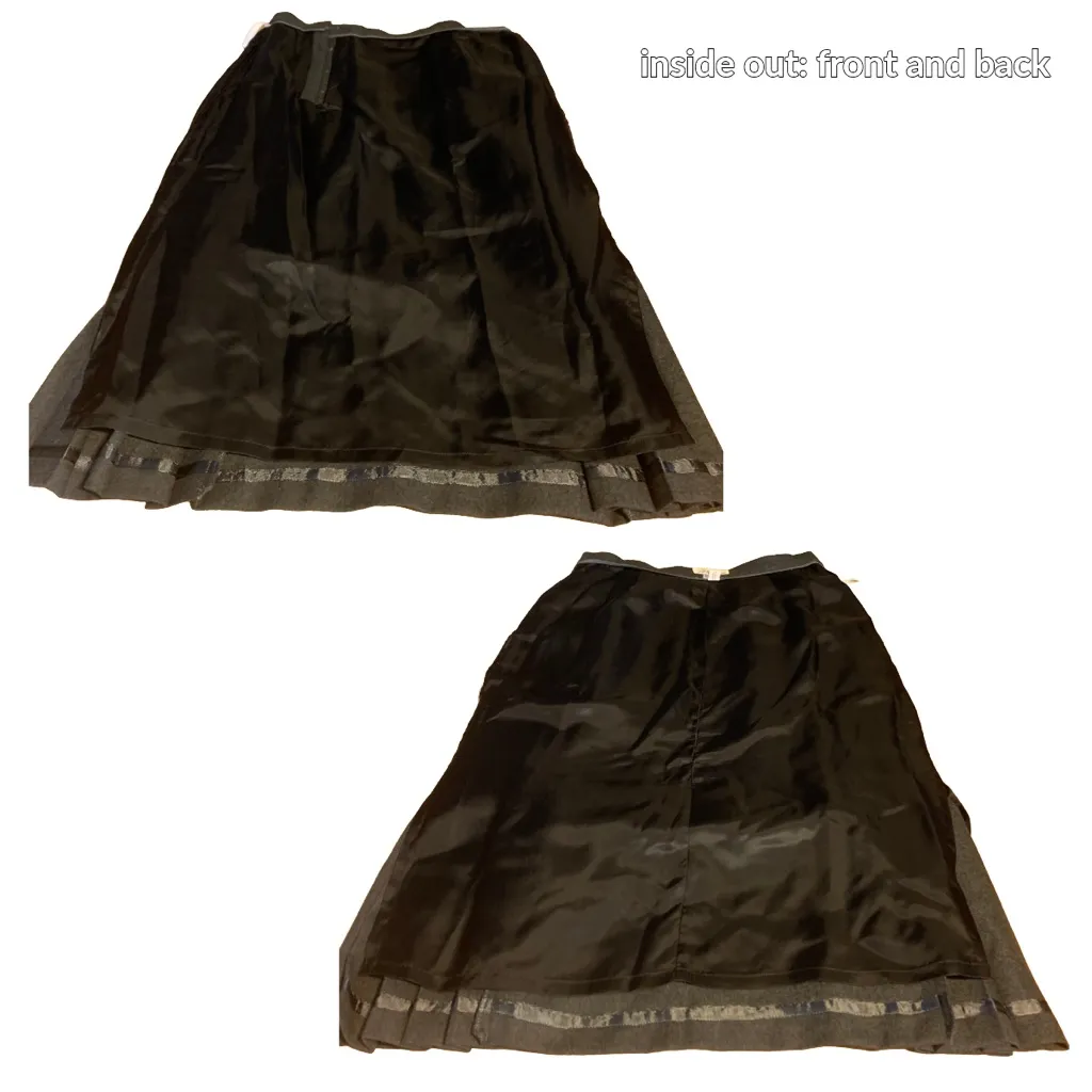 VINTAGE 1980'S SAKS FIFTH AVENUE GRAY PLEATED WOOL MIDI SKIRT (16) - Image 9