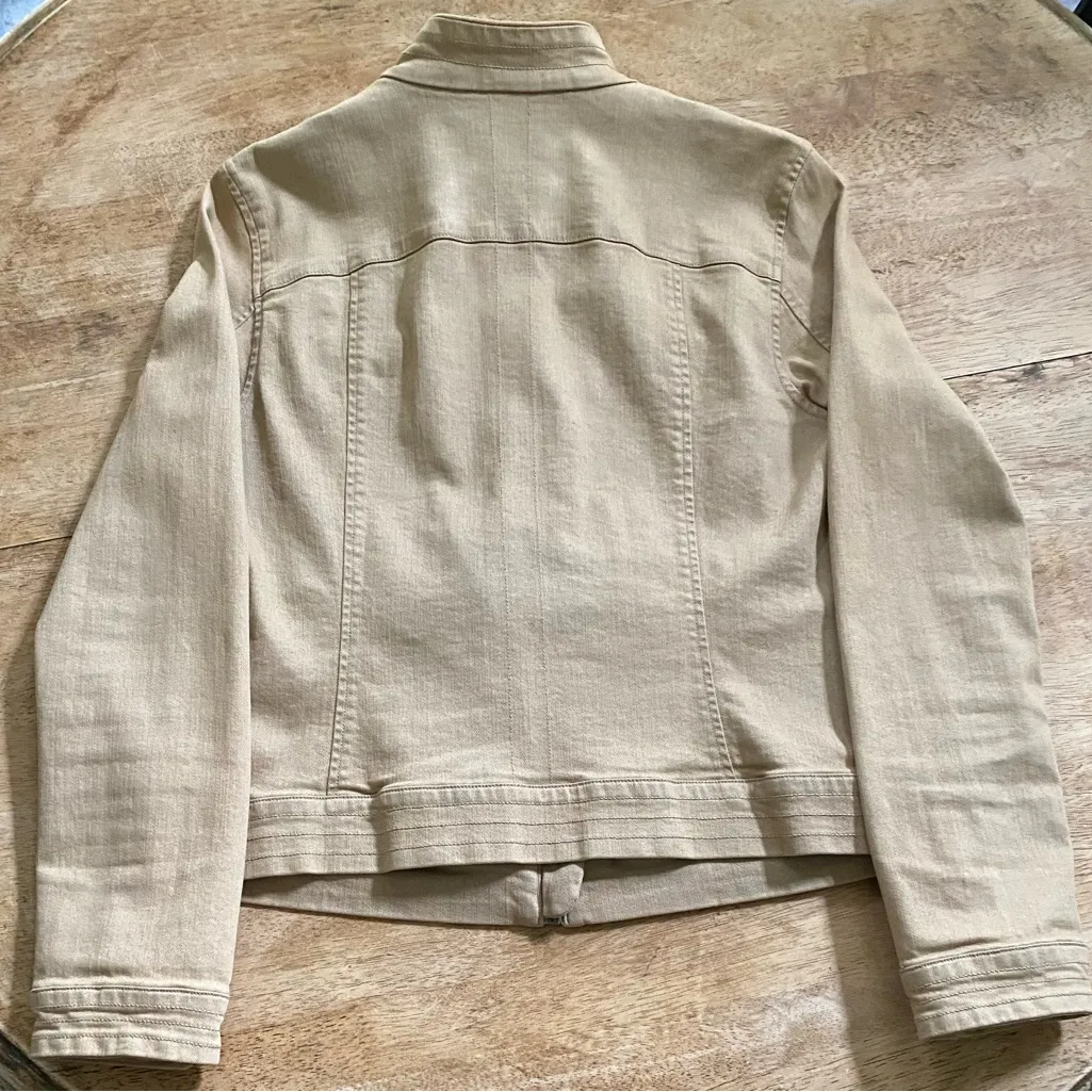 Lauren Jeans‎ Company by Ralph Lauren Women’s Sz 12 Tan Denim Full Zip Jacket - Image 2