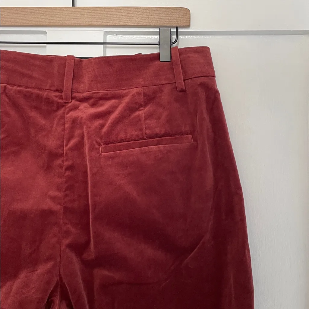 BANANA REPUBLIC Veluro Relaxed High Rise Wide Leg Velvet Pant Cabin Red Size 12S - Image 9