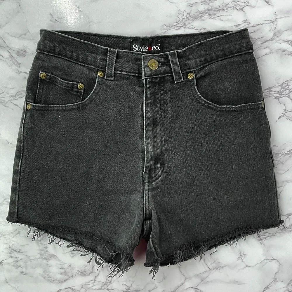 Style & Co Vintage Faded Black Custom Cutoff Denim Jean Shorts 5 - Image 5