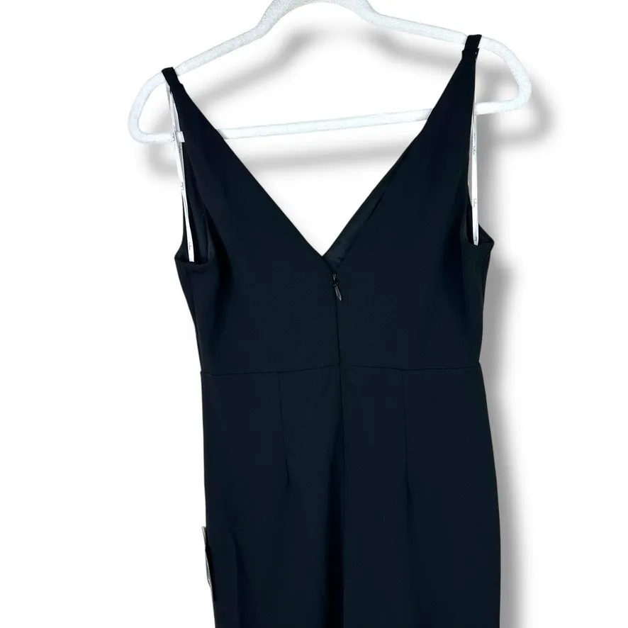 Lulus NWT Melora Black Crepe Bodycon Mermaid Sleeveless Flared Maxi Dress Medium - Image 8