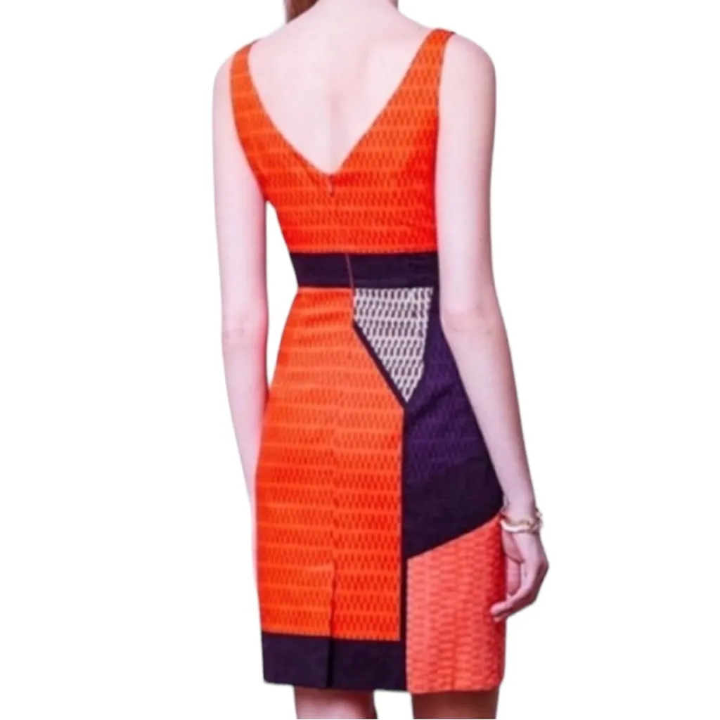 Tabitha Swallowtail Colorblock Orange Dress Sheath size 6 Cotton Sleeveless - Image 3