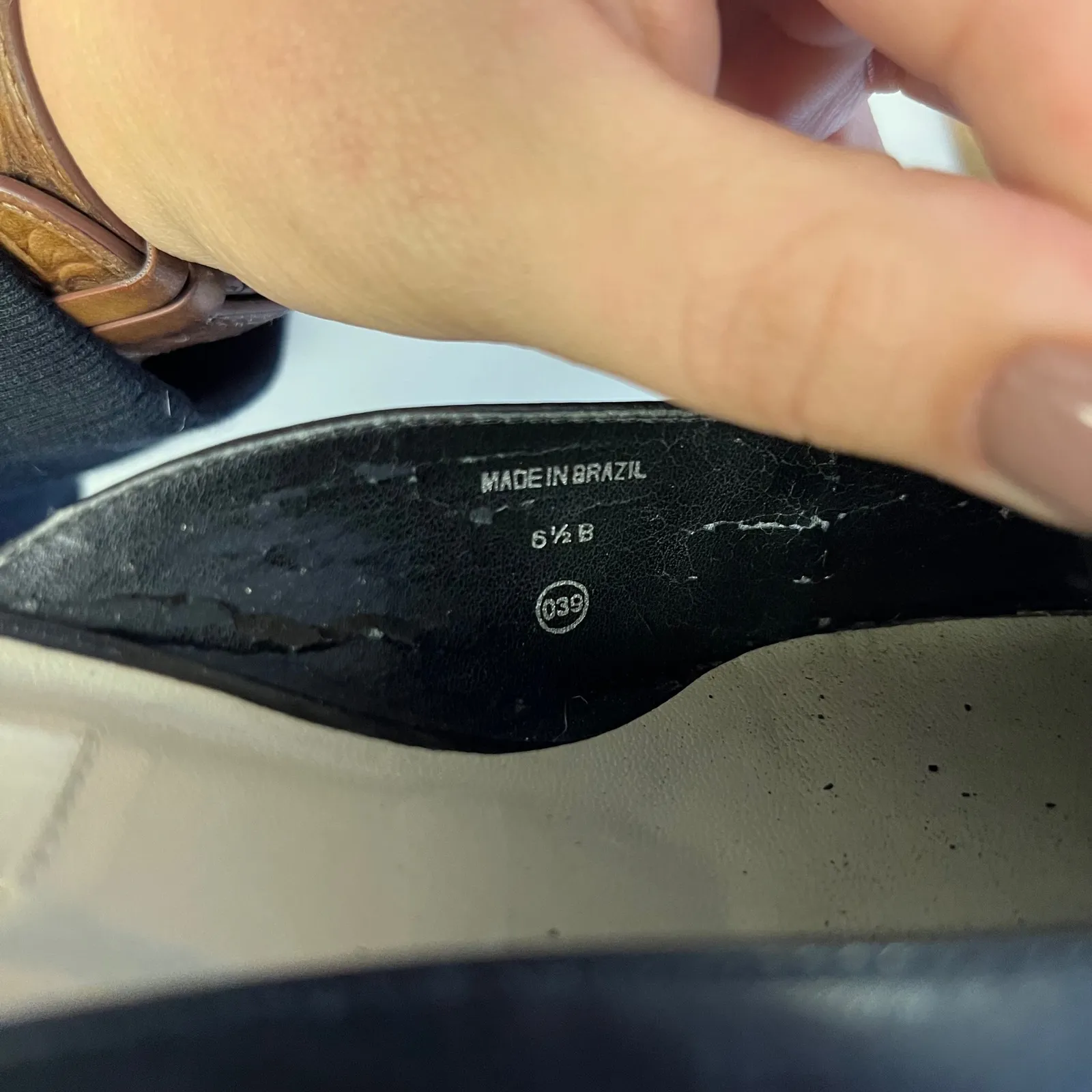 Talbots Leather Vintage Mules Size 6.5 Black Bamboo Detail Heel Square Toe Shoes - Image 8