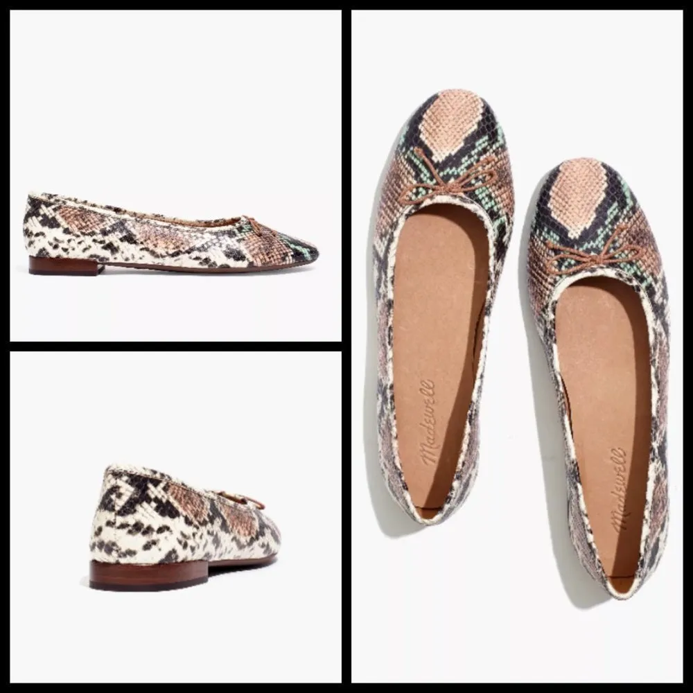 💕MADEWELL💕 Adelle Ballet Flat Snake Embossed Leather 8.5 NWOT - Image 3