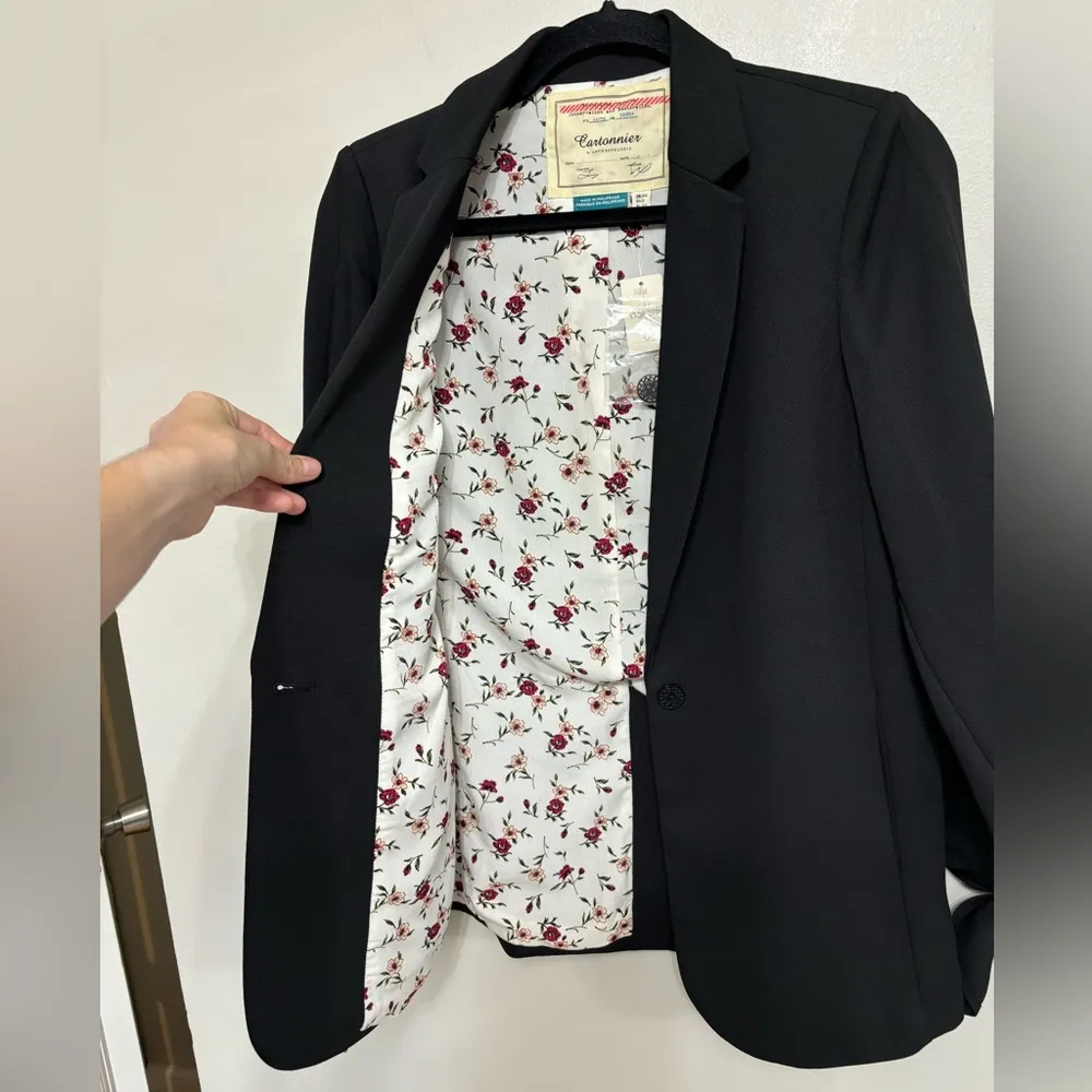 NWT Cartonnier Anthropologie Lloyd Tie Sleeve Easy Blazer in Black - Size 0 - Image 13