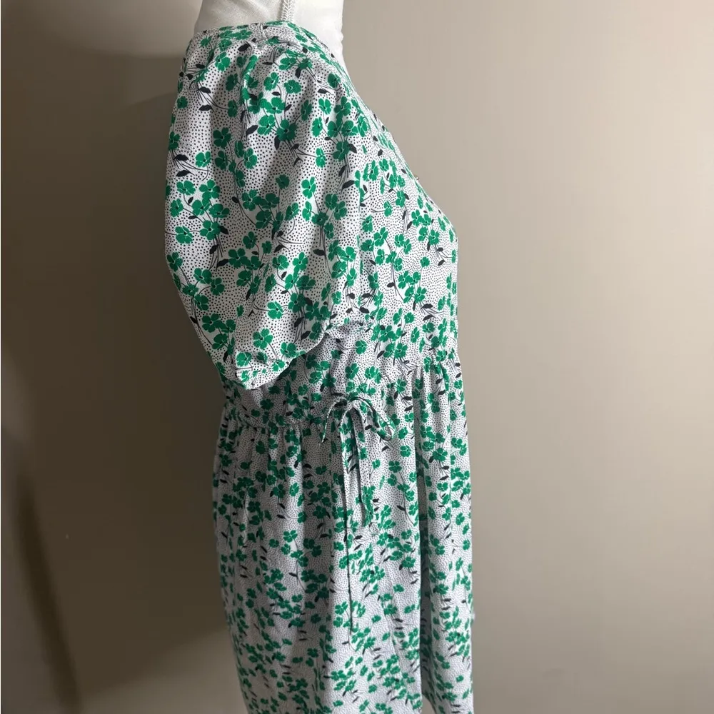 LOFT Green and White Floral Dress size 00p - Image 2